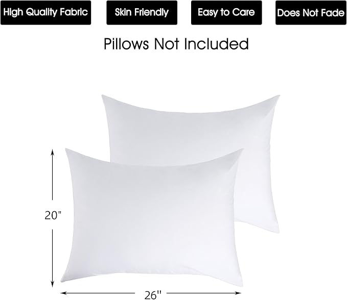 Cotton Pillow Protectors/Cases Standard Size with Zipper 2 Pack White Color,Cooling & Breathable Bed Pillow Protectors Set of 2 Pillow Cases Cover (Standard Size 20" x 26")