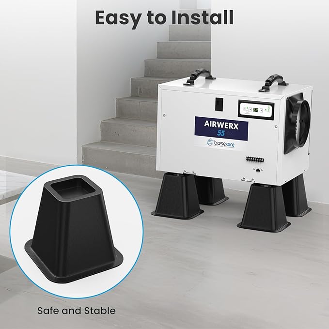 BaseAire Dehumidifier Riser Kit for BaseAire Commercial, Crawlspace, Basement, Garage Dehumidifier Models for AirWerx 35P,55,65XS,90, 90X, 100X,120X