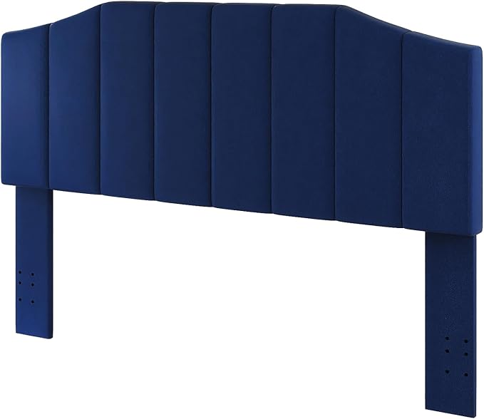 Furpopup Velvet Queen Size Headboard, Upholstered Headboard Queen/Full Size Wall Mount and Bed Frame Mount, Featuring High-Density Sponge Padding Luxury Texture Easy Assembly Comfort Style-Navy Blue