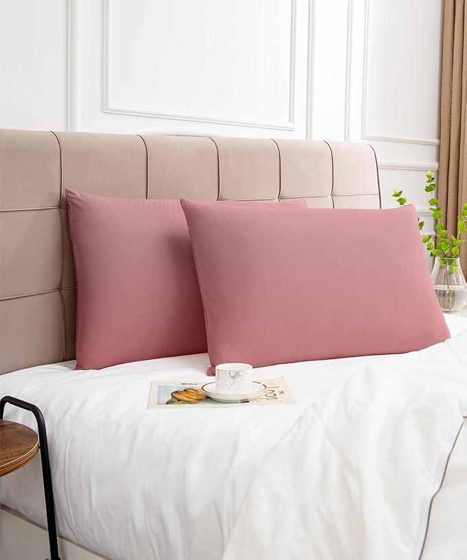 Warmstar Cotton Pillow Cases King Size Set of 2, 600 Thread Count Pillowcases 20x36 Inches, Soft Long Staple Cotton Pillowcases Breathable with Envelope Closure,Lotus Pink
