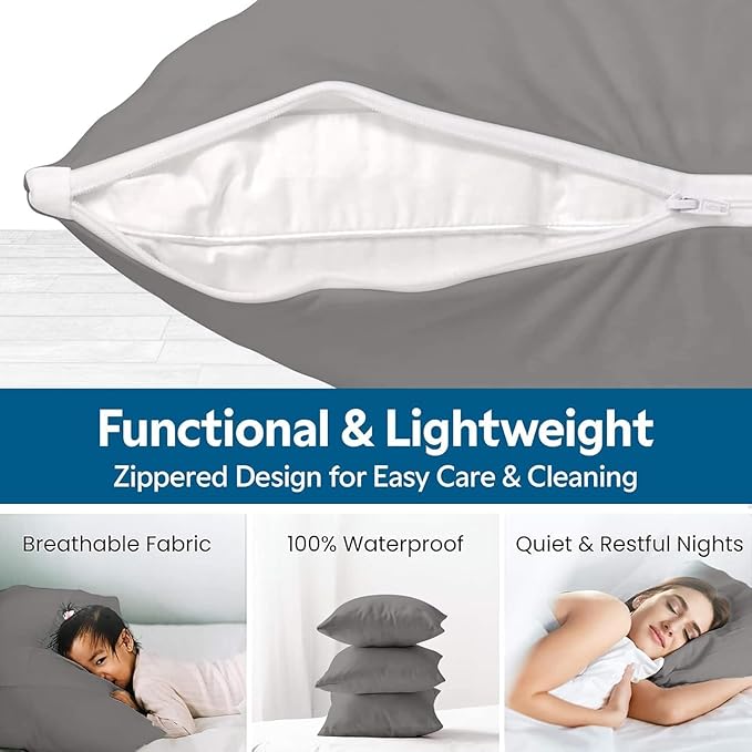 Guardmax Jersey Knitted Pillow Protector with Zipper Standard Size - 2 Pack -100% Waterproof, Bed Bug Proof, Dust Mite Proof, & Hypoallergenic Pillow Covers - Premium Zippered Pillow Cases. (20 X 26)