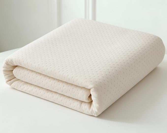Deluxe Cooling Mattress Protector Queen - Waterproof - Crisp, Breathable Organic Cotton Percale Surface - OCS Certified 280GSM 3D Air-Knit Mattress Pad - Noiseless Deep Pocket