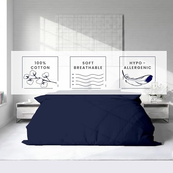 Kotton Culture 1 Pc 120" x 98" Duvet Cover Oversized King 100% Egyptian Cotton - 600 Thread Count Comforter Cover, Zipper Closure & Corner Ties - Fits Large King Inserts - Navy Blue