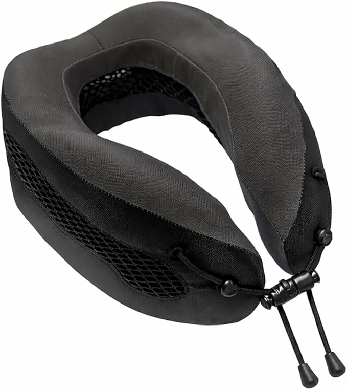Evolution Cool Travel Neck Pillow by Cabeau - Cooling Airflow Vents, Memory Foam Neck Support, and Adjustable Clasp - Comfort On-The-Go with Carrying Case - Airplane, Train, Car, and Gaming (Blue)