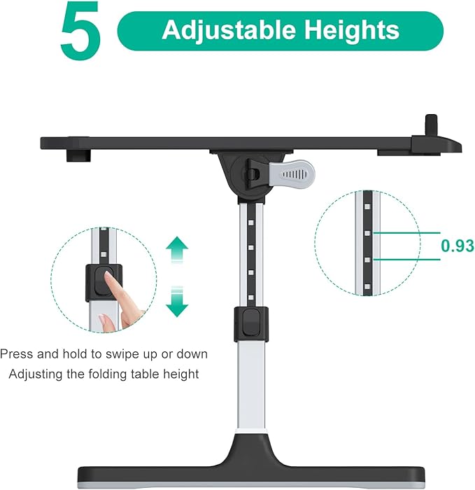 KLEAR Foldable Laptop Bed Tray Desk, Adjustable Laptop Bed Table with Heights and Angles, Upgraded-Sturdy Laptop Lap Desk for Bed/Sofa/Couch/Floor, Lap Tablet Desk (NO Drawer,Black)