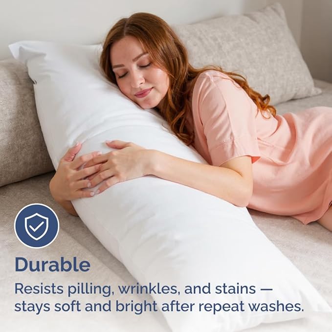 Body Pillowcases Set of 4-20x54 Long Body Pillow Case - Soft Body Pillow Cover for Sleeping & Side Sleepers - Comfy, Cozy Breathable & Fade Free - Machine Washable w/Envelope Enclosure - (White)