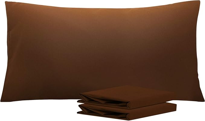 NTBAY King Pillowcase Set - 2 Pack Brushed Microfiber 20x36 Pillowcases - Soft, Wrinkle-Free, Fade-Resistant, Stain-Resistant, Brown Pillowcases with Envelope Closure - 20x36 Inches, Brown