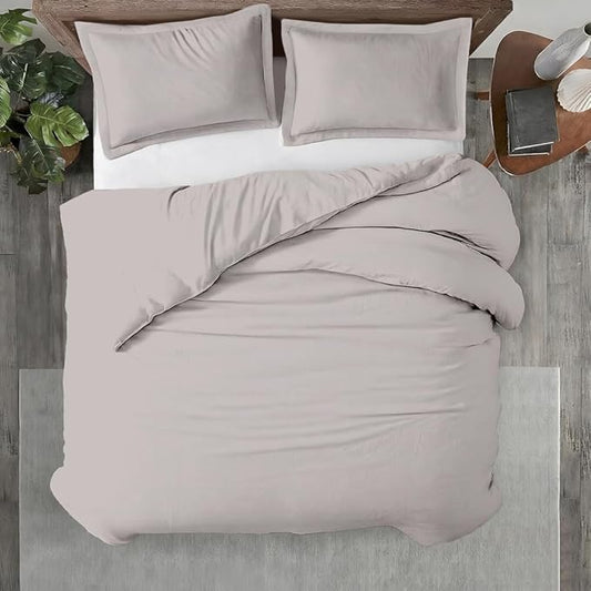 Kotton Culture 3 Pc Duvet Cover Queen Size/Full Size Set-100% Egyptian Cotton 600 Thread Count Ultra Soft Premium Durable Comforter Cover Zipper Closure & Corner Ties- (Light Grey, 90" X 90")