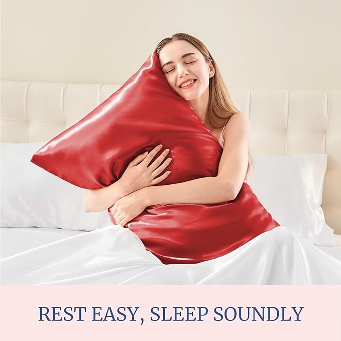 BEDELITE Satin Pillowcase for Hair and Skin, Super Soft and Cooling Similar to Silk Pillow Cases 2 Pack with Envelope Closure, Gift for Women Men(20"x30" Queen Size, Baked Apple)