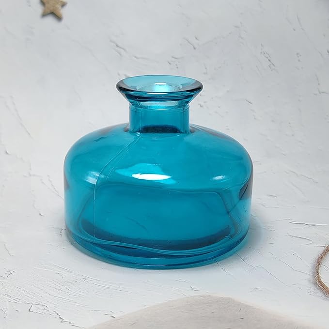 200 ml/6.7 oz Empty Glass Diffuser Bottles Refillable Aromatherapy Jar Container DIY Replacement Diffuser Accessories Essential Oils Crafts Decor (Blue)