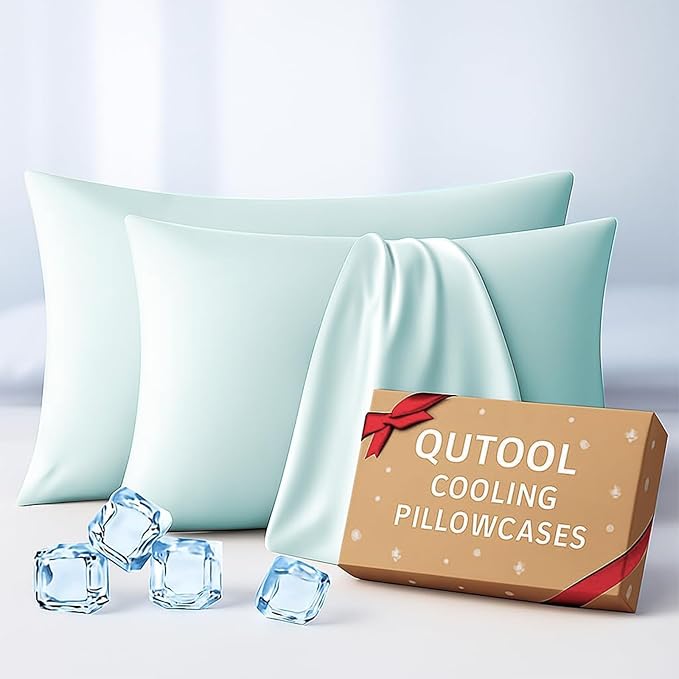 Premium Cooling Pillowcases Standard Size Set of 2 for Hot Sleeper & Night Sweats Beauty Sleep Reduces Wrinkles & Frizz Softer Than Silk Pillow Cover Oeko-TEX Certified Mint Green Breathable