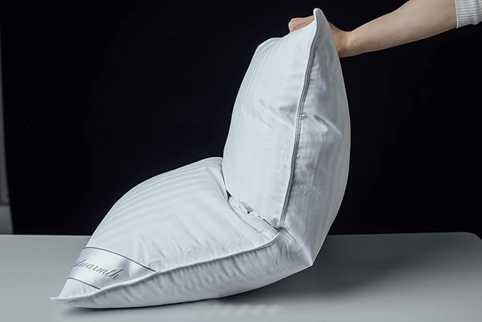 Goose Down Feather Soft Pillows One Pillow 100% Cotton Supportive Bed Pillow Stripe White Color Standard Size 20x26 inch