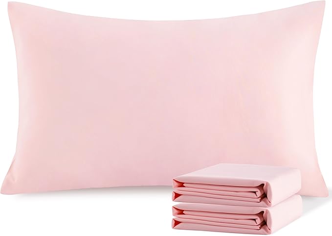 NTBAY Standard Pillowcase Set - 2 Pack Brushed Microfiber 20x26 Pillowcases - Soft, Wrinkle-Free, Fade-Resistant, Stain-Resistant, Blush Pink Pillowcases with Envelope Closure - 20x26 Inches