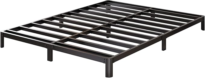 Lutown-Teen 5 Inch Low Full Size Bed Frame with Rounded Corner Legs, 200 LBS Heavy Duty Metal Full Platform Bed Frame No Box Spring Needed, Noise Free, Easy Assembly, Black