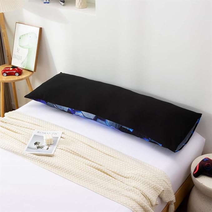 NTBED 3D Gaming Body Pillow Cover Game Console Microfiber Pillowcase with Envelope Closure for Kids Boys Adults,(20"x54",Blue)