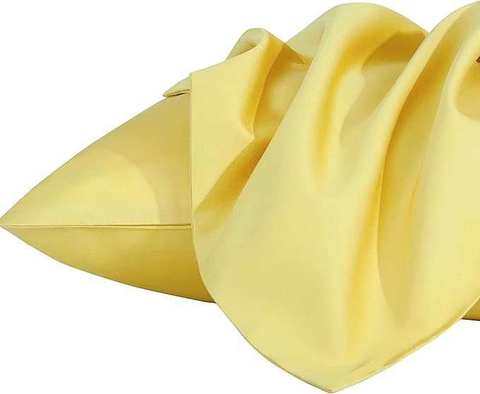 NTBAY Egyptian Cotton King Pillowcases - Set of 2, 500 Thread Count Cotton Pillowcases - Soft and Breathable Envelope Closure Pillow Cases - 20x36 Pillow Covers for Bed, Mustard Yellow