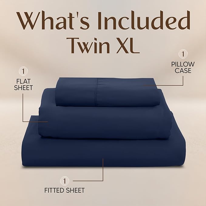 Utopia Bedding Twin XL Sheet Set – 3 Piece Bed Sheets for Twin XL Size Bed, Soft and Breathable Microfiber, Includes 1 Fitted Sheet, 1 Flat Sheet and 1 Pillowcase – Oeko Tex (Navy Blue)