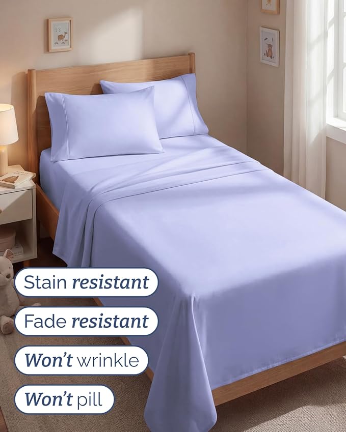 Twin 4 Piece Sheet Set - Comfy, Breathable & Cooling - Hotel Luxury Bedding for Women, Men, Kids, Teens and Children - 1 Flat & 1 Fitted Sheet & 2 Pillowcases w/ Deep Pockets - Wrinkle Free - Lavender