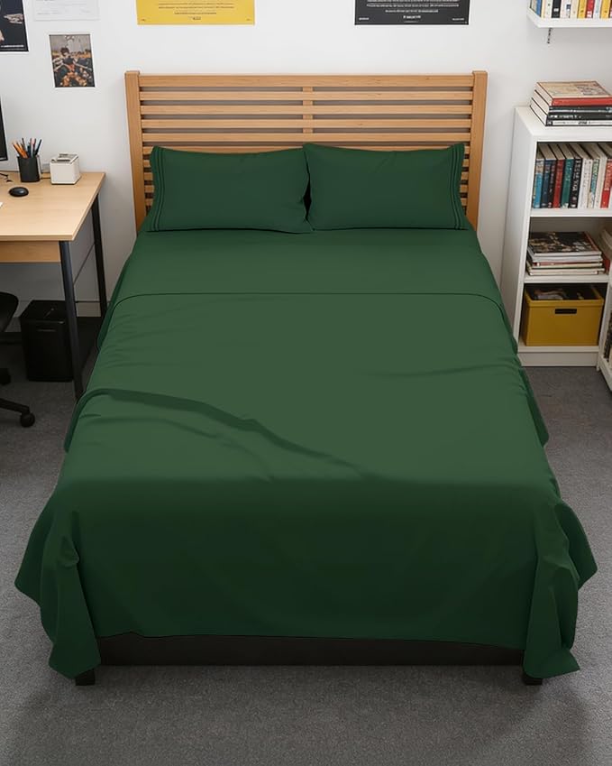Full XL Bed Sheet - 4 Piece Full XL Bed Sheets Set - Ultra-Soft, Breathable & Cooling - Hotel Luxury Bedding for Women & Men w/ Deep Pockets - Wrinkle Free & Fade Resistant - Oeko-Tex - Emerald Green