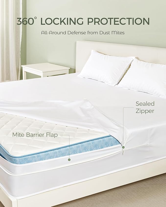 FAUNNA 100% Cotton Mattress Encasement, Bed Bug and Dust Mite Proof Mattress Protector Hypoallergenic & Antibacterial Protection, Noiseless Zippered Six-Sided Mattress Cover (Twin XL 16" Deep)