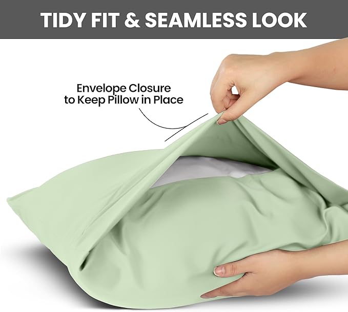 Utopia Bedding Pillow Cases Standard Size 2-Pack – Soft Brushed Microfiber – Envelope Closure – Perfect for Hospitals, Hotels, Guest Rooms – Oeko-TEX Certified, 20x26 Inches (Sage)