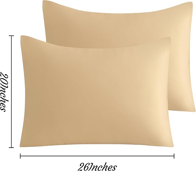 NTBAY Standard Pillow Cases Set of 2, 2 Pack Brushed Microfiber 20x26 Pillow Cases, Soft, Wrinkle, Fade, Stain Resistant Light Taupe Pillow Cases with Envelope Closure, 20x26 Inches, Light Taupe
