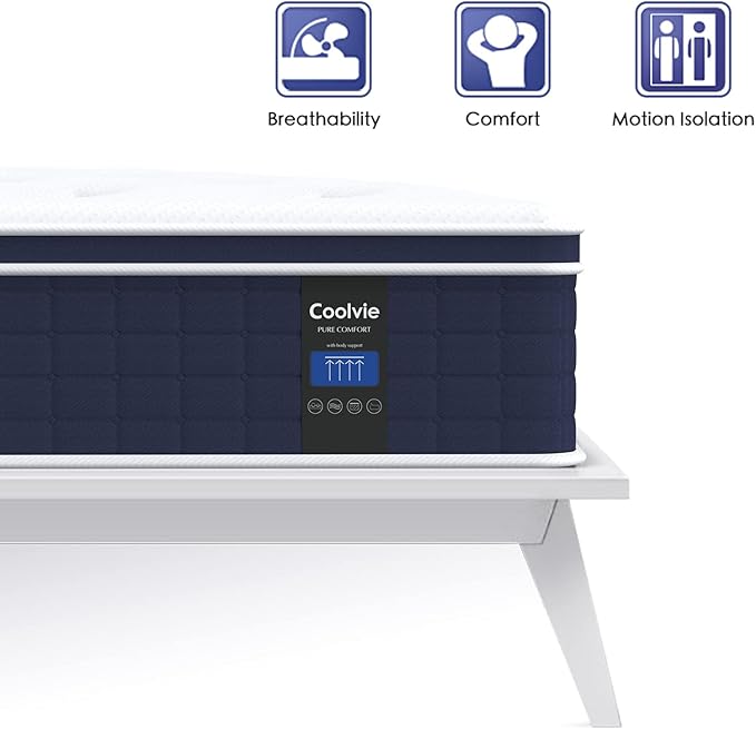 Coolvie 12 Inch Twin Size Mattress, Hybrid Twin Mattress in a Box, 3 Layer Premium Foam with Pocket Springs for Motion Isolation and Pressure Relieving, Medium Firm Feel, 100-Night Trial