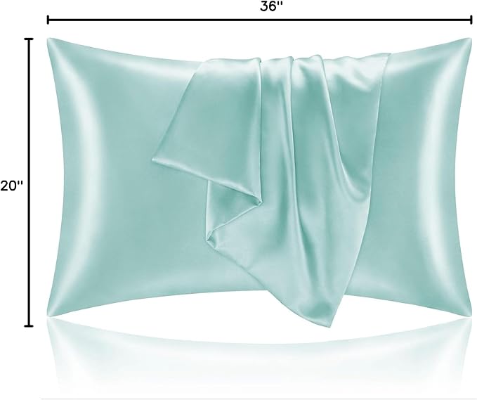 BEDELITE Satin Pillowcase for Hair and Skin, Super Soft and Cooling Similar to Silk Pillow Cases 2 Pack with Envelope Closure, Gift for Women Men(20"x36" King Size, Blue Grey)