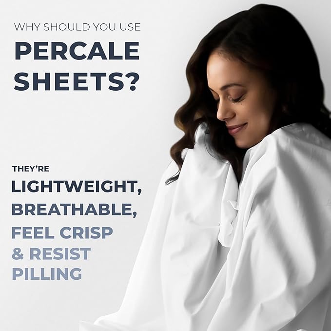 100% Egyptian Cotton Percale Sheets Full Size - Genuine Luxurious 400 Thread Count - Naturally Crisp, Breathable, Skin-Friendly & Cooling - Softer After Each Wash - Oeko-TEX Certified Giza
