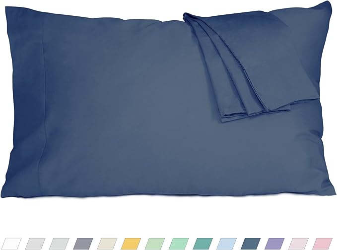 Pillow Cases, King Size Cotton Percale Weave Pillowcases, Pre-Shrunk Breathable and Hypoallergenic Pillowcases, Set of 2 (2 Piece King 20 Inch x 40 Inch, Crown Blue)