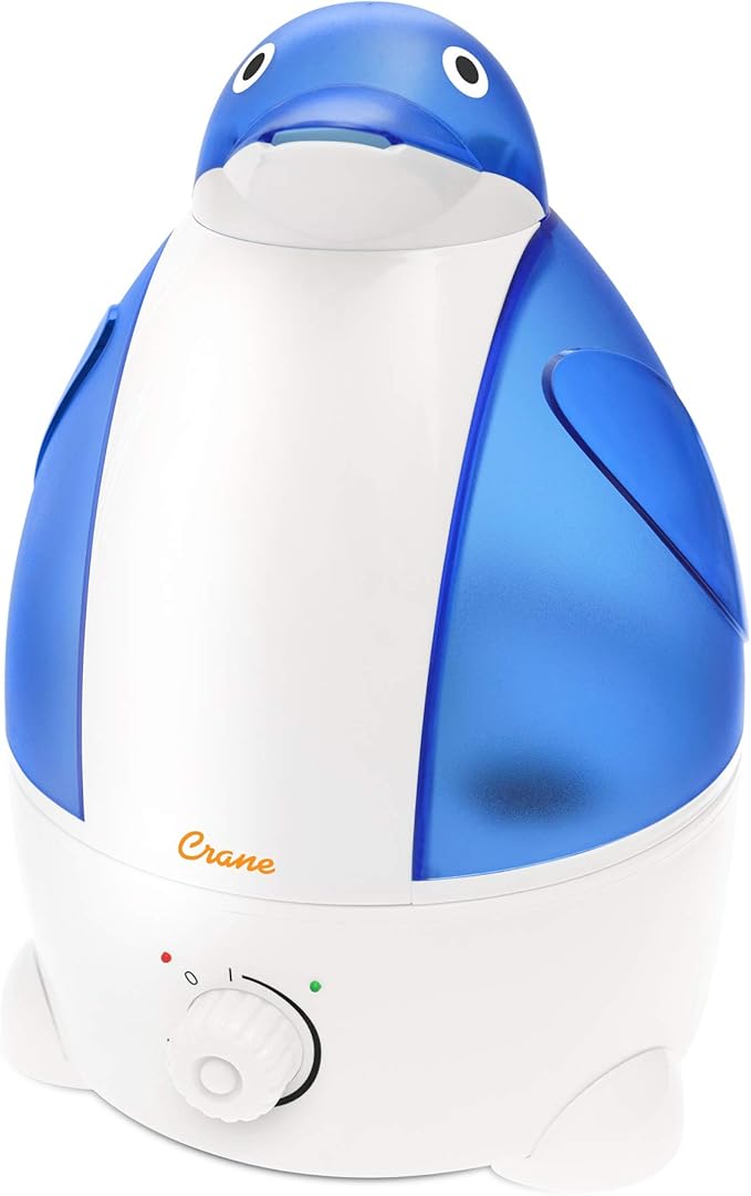Crane Animal Humidifier for Bedroom, 1 Gal. Cool Mist Humidifier for Baby Nursery with Auto Shut-Off, Easy to Clean, Penguin