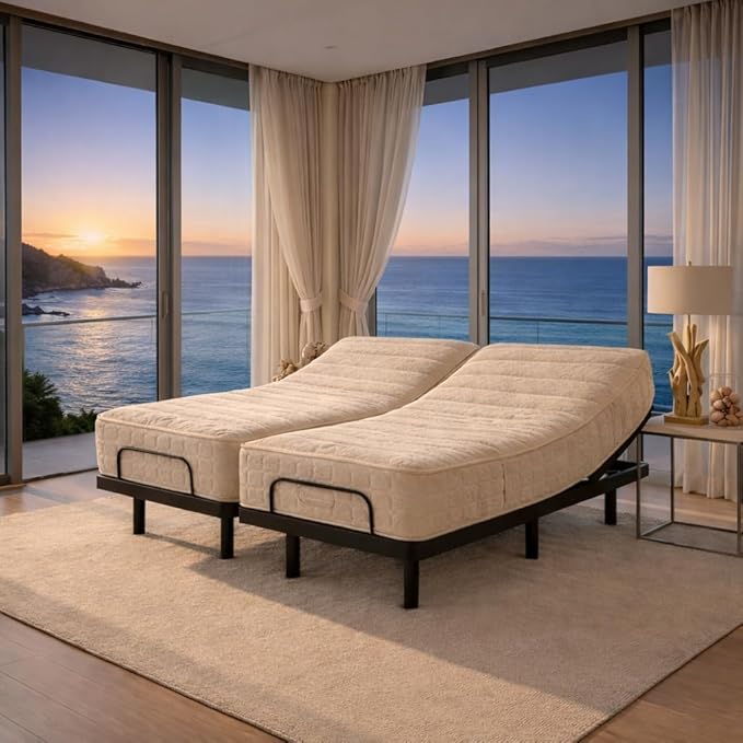 Beverly Hills Bed Split Queen Mattress Set 100% Natural Dunlop Latex Mattress, 13 Inch, 4 Interchangeable Layers, Adjustable Firmness