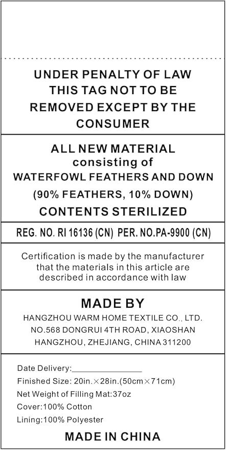 JA COMFORTS Duck Feather Down Bed Pillows for Sleeping(2 Packs)-Standard/Queen,High Filling Weight,600 Thread Count,Double-Layer Downproof Fabric Design,10% Duck Down,Cotton Cover,White