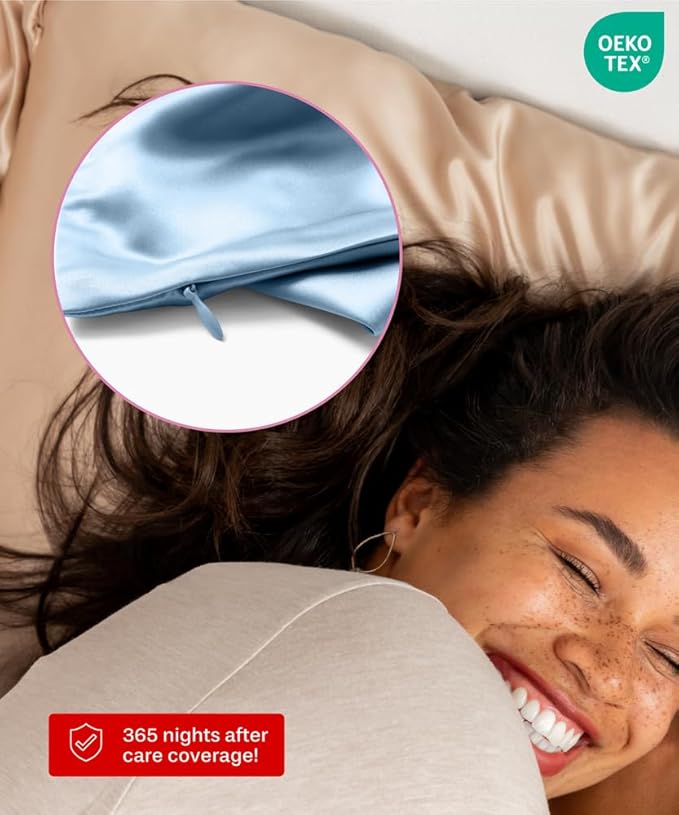 SUNDAYSILKS™ Premium Silk Pillow Cases | 100% Mulberry Silk Pillowcase with Zipper, All Sides Real 22 Momme Grade 6A Silk, Standard Queen, King Size [Topaz Blue]