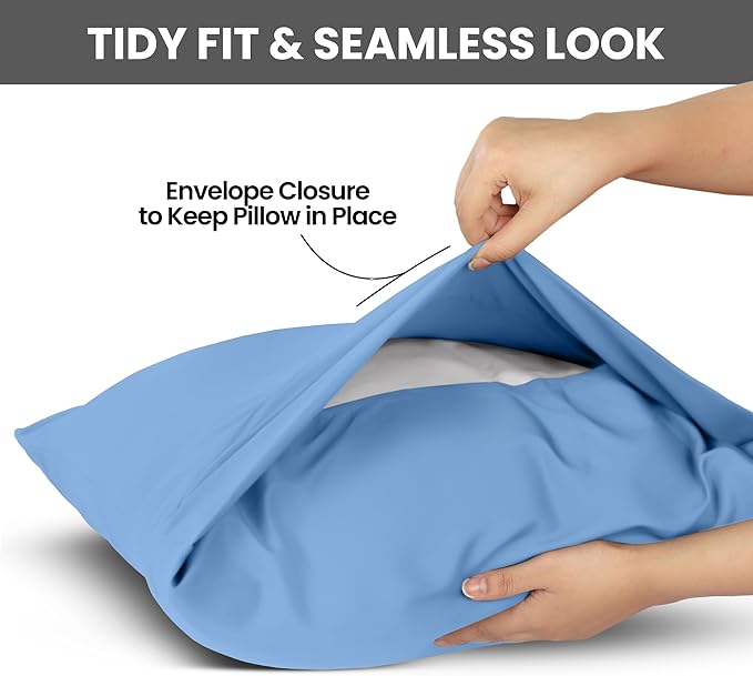 Utopia Bedding Pillow Cases Standard Size 2-Pack – Soft Brushed Microfiber – Envelope Closure – Perfect for Hospitals, Hotels, Guest Rooms – Oeko-TEX Certified, 20x26 Inches (Dutch Blue)