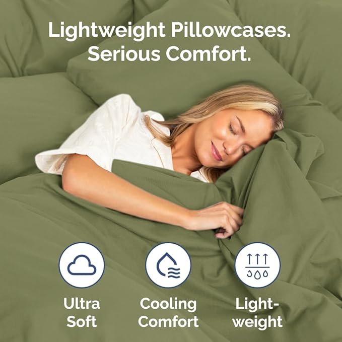 Body Pillowcases Set of 2-20x54 Long Body Pillow Case - Soft Body Pillow Cover for Sleeping & Side Sleepers - Comfy, Breathable & Wrinkle Free - Machine Washable w/Envelope Enclosure (Sage Green)