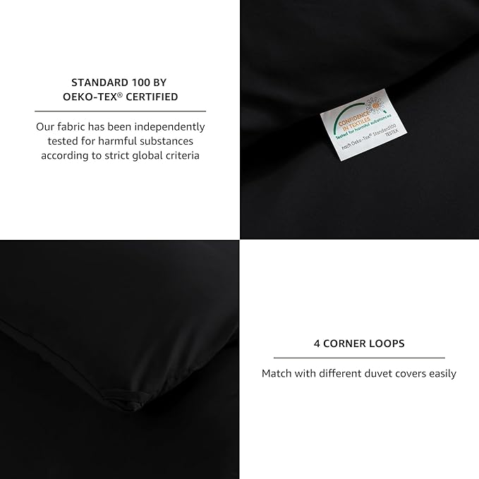 CozyLux California King Comforter Set Black, 3 Pieces Cal King Solid Breathable Bedding Quilted Sets for All Seasons, Luxury Soft Lightweight Bed Set with Down Alternative Comforter and 2 Pillowcases