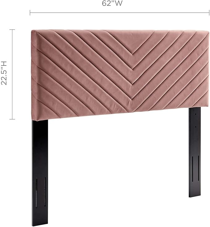 Modway Alyson Chevron Tufted Performance Velvet Full/Queen Headboard, Dusty Rose