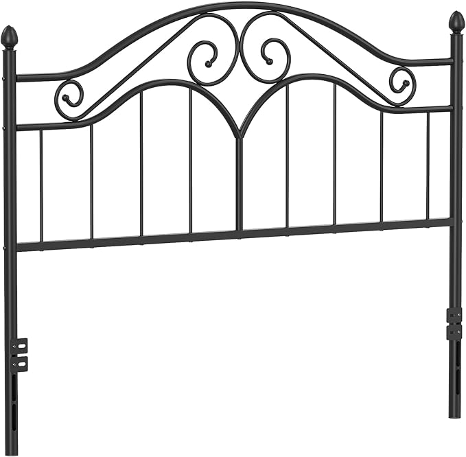 Elephance Headboard for Queen Size Bed Frame, Vintage Platform Bed Metal Headboard Only, Height Adjustable, Sturdy and Stable, Queen Size, Easy Assembly, Black