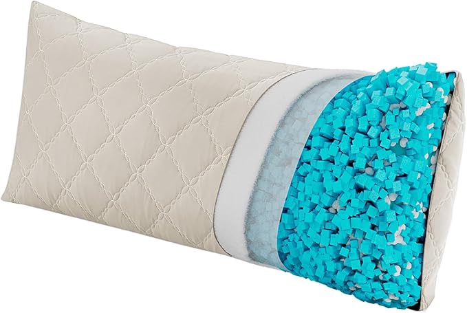 BEDELITE Cooling Body Pillow for Adults, Creative Ultra Soft Cool-Touch Quilted Nylon-Spandex Body Pillow Cover, Adjustable Memory Foam Long Pillow for Side Sleepers, Pregnancy & Back Pain(Linen)