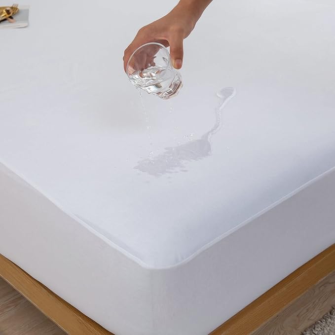 Split Top California King Mattress Protector for Adjustable Bed with Upper Flex Head Waterproof Ultra Soft Jersey Fitted Mattress Cover 32-34 Split from Head Cal King