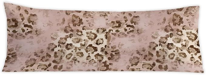 Pink Leopard Print 20x54 Body Pillow Cover, Pink Cheetah Print Room Decor, Funky Y2k Blush Pink Animal Print Decorative Long Body Pillow Cases for Girls Bedroom Dorm Apartment Bed Couch