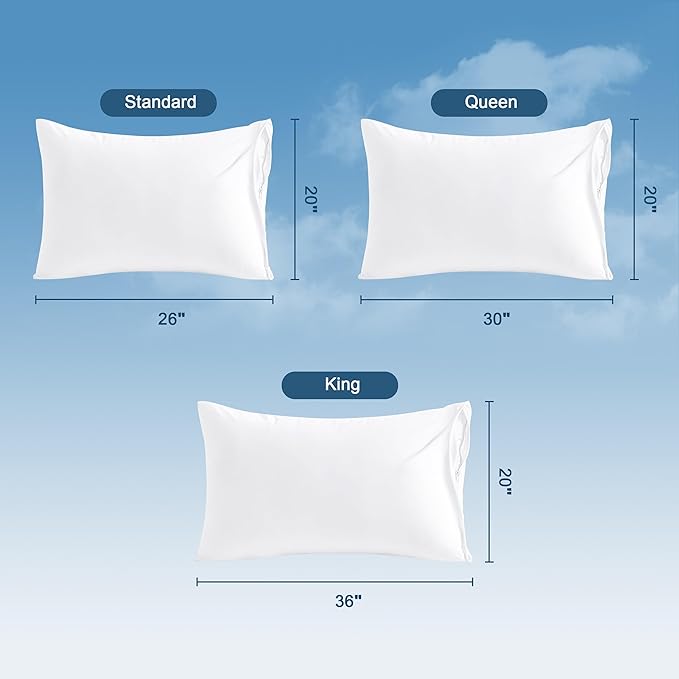 NTBAY 4 Pack Zippered Waterproof Queen Pillow Protectors, Super Soft Quiet Zip Pillow Protectors, 20x30 Inches Jersey Pure White Waterproof Pillow Cases Covers