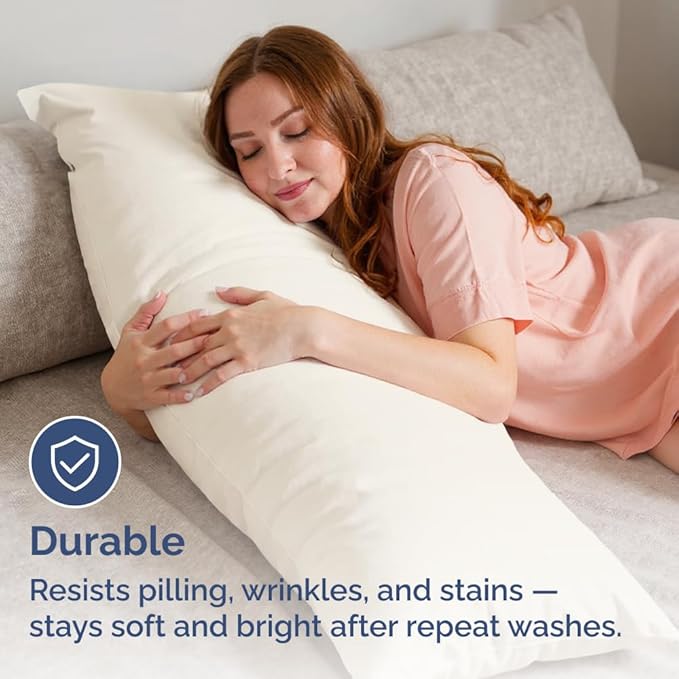 Body Pillowcases Set of 2-20x54 Long Body Pillow Case - Soft Body Pillow Cover for Sleeping & Side Sleepers - Comfy, Breathable & Wrinkle Free - Machine Washable w/Envelope Enclosure (Off White)
