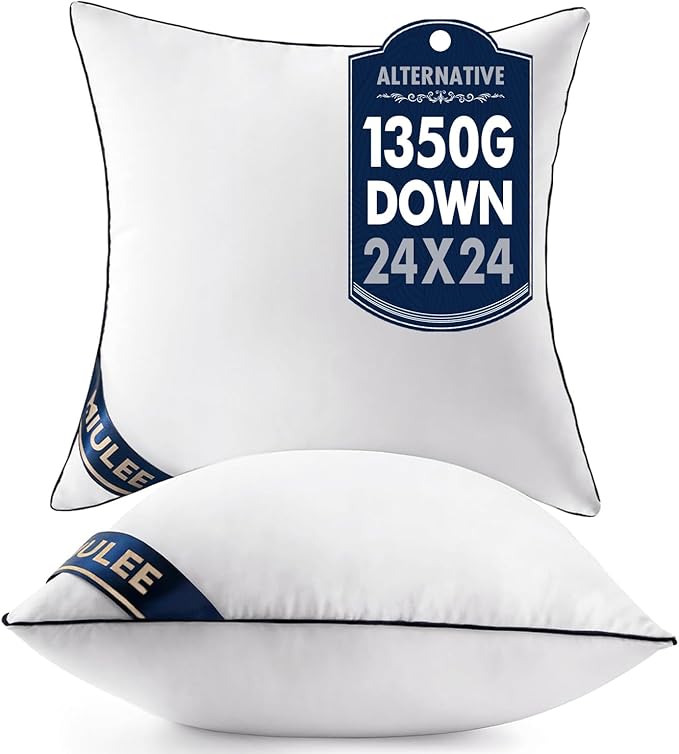 MIULEE 24x24 Euro Pillow Inserts Set of 2 Throw Pillows 24 Inch Premium Down Alternative Pillow Inserts Decorative Pillow Stuffer for Sofa, Couch (24x24 inch, Set of 2)