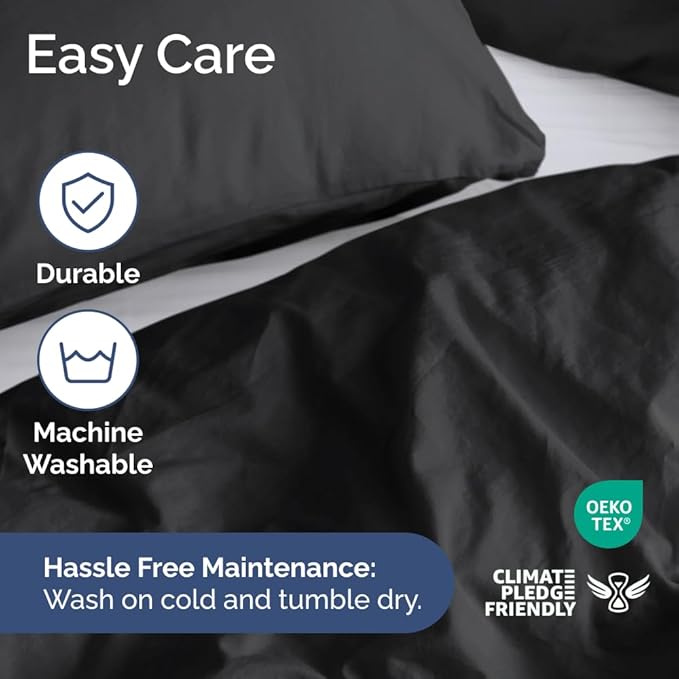 Duvet Cover Oversized Queen Size Set - Extra Soft Oversized Queen Duvet Cover with 2 Pillow Shams - Hotel Luxury, Easy Care & Fade Free w/ Zipper Closures & Ties - Comfy, Cozy & Breathable (Black)