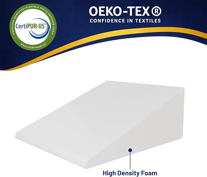 Greaton, Elevated Bed Wedge Pillow for Back Support, Acid Reflux, Leg, Neck Pain, Snoring, Triangle Pilow | Incline Shape for Improved Sleep, 12”x 24”x 24”, White