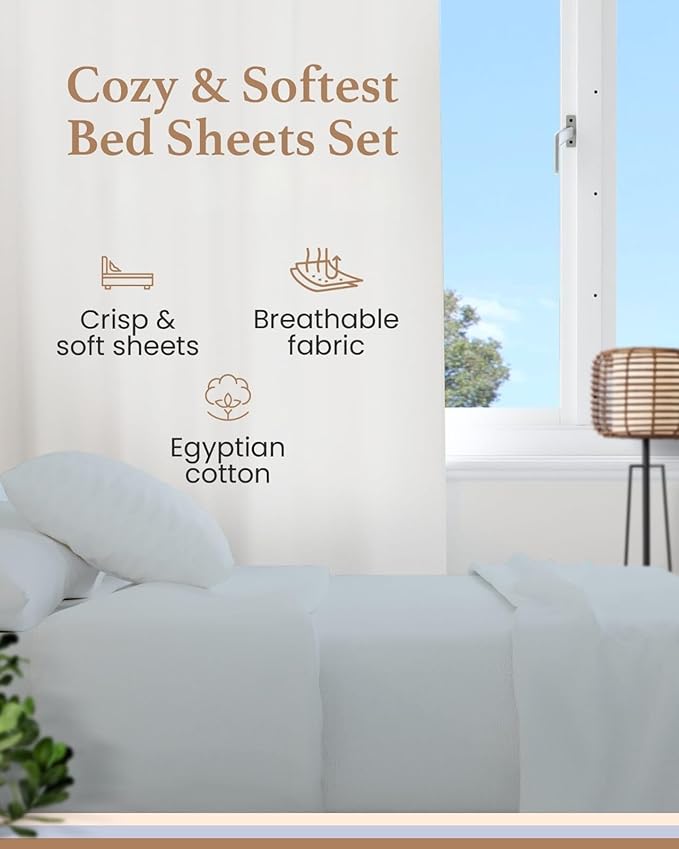 Good Sleep Bedding Bed Sheets Twin XL - Egyptian Cotton Sheets, 3 Pc, Twin XL Sheet Sets, Soft, Sateen Weave, Extra Long Twin Size Sheets, 16" Twin XL Sheets Deep Pocket - Light Blue