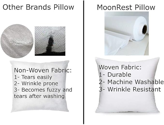 MoonRest® 16x30 Inch Polyester Down Alternative Rectangle Pillow Insert Form Stuffer for Sofa Shams, Decorative Throw Pillow, Cushion and Bed Pillow Stuffing - Hypoallergenic 16“X 30”