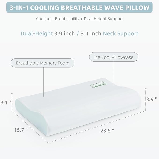 Cervical Neck Pillow for Neck Pain Relief, Neck Support Pillows, Contour Memory Foam Pillow, Orthopedic Pillow for Side Back Stomach Sleeper, Cooling Removable Pillowcase, Medium Soft